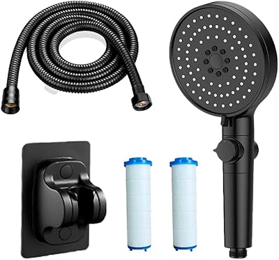 Ultra pressure shower, extra wide nozzle 12 cm, shower set, five adjustable speeds, eliminates chlorine and embellishes the skin (black).. DIAYTAR NIGERIA: Bringing the marketplace to every Nigerian with affordable prices and quick delivery.