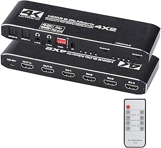 HDMI Matrix 4 x 2, 4K HDMI MATRIX Switch 4 inputs 2 outputs with EDID extractor and IR remote control, supports Ultra 4K HDR, 4kx2k @ 60Hz, 3D, 1080p, HDMI 2.0B, HDCP 2.2.. Your e-commerce hub for everything — DIAYTAR Nigeria has you covered.