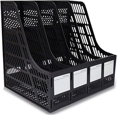 Durable plastic office support with 4 Sike sections, support for magazines, frames, file and documents separators, storage box for display and storage, black.. DIAYTAR NIGERIA: Where shopping meets satisfaction with affordable prices and reliable 5-8 day shipping.