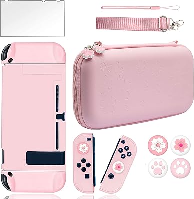 Brhe transport case for Nintendo Switch console accessories with rigid shell that can be twinned, pink screen protector and thumbs up covers.. Experience the power of choice with DIAYTAR NIGERIA's vast catalog and affordable 5-8 day delivery.