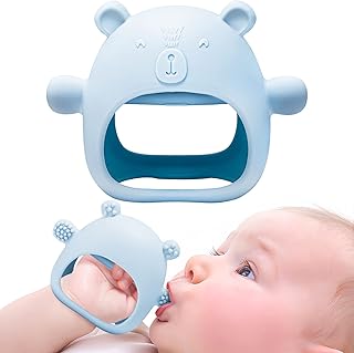 Nibaby silicone dentition moufle for baby from 0 to 6 months, 6 to 12 months, anti-fall, BPA, for girls and boys, sucking, bite, relief of gum pain (blue).. DIAYTAR NIGERIA: Your affordable gateway to thousands of products shipped nationwide within the week.