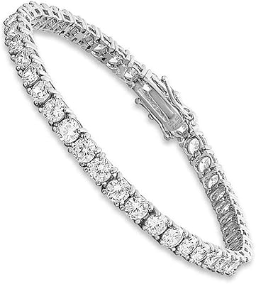 SHKA Round bracelet in Sterling 925 silver silver with cubic zirconia for women, design 18 -carat tennis ball.. Shop smarter, not harder with DIAYTAR NIGERIA - thousands of products at your fingertips with affordable delivery.