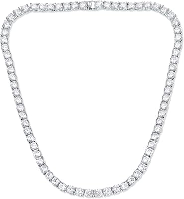 Sterling 925 silver tennis necklace | Tennis chain set with cubic zircones size 3 mm-6 mm for women and men from 16 to 24 inches, cubic zirconia.. Experience the joy of discovery with DIAYTAR NIGERIA's vast catalog and nationwide affordable delivery.