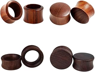 Set of 4 pairs of wooden gauges auricular tunnels traffic jams.. DIAYTAR NIGERIA: Your partner in affordable online shopping with reliable 5-8 day shipping nationwide.