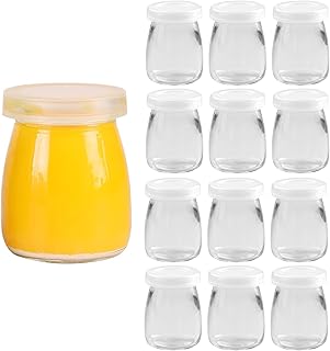 Fuvo 12pcs Pudding pots with yogurt with glass container with glass with cover to make milk jam, frost, foam and 100 ml yogurt.. DIAYTAR NIGERIA: Your gateway to affordable online retail with reliable delivery within the week.