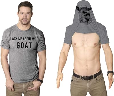 T-shirt for men printed with the phrase "Ask me about my goat" with a pattern.. Fast, easy, and affordable — that’s shopping the DIAYTAR Nigeria way.