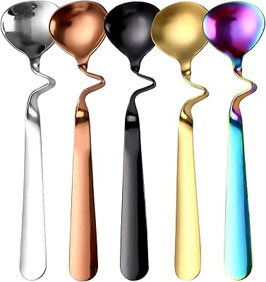 Ubetree teaspoons in stainless steel with curved handle, small suspended spoons for tea, honey, dessert, coffee, jam, honey, sugar, ice cream, 5 pieces.. Explore fashion, tech, home goods, and more on DIAYTAR Nigeria — always affordable, always fast.