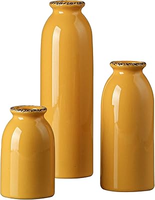 Set of yellow ceramic vases, vases with rustic decorative flowers, modern vases for house decoration, farm decoration, living room, bathroom, kitchen, desk and centering decoration ...... Be part of Nigeria’s most trusted online shopping experience — DIAYTAR Nigeria.