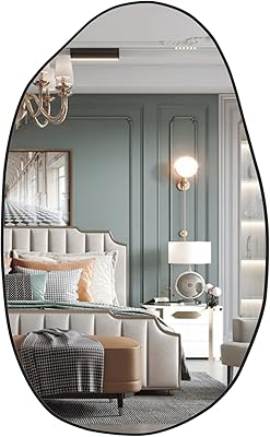 Irregular wall mirror Newebe, oversized mirror with curved design, modern black bathroom mirror, wall decoration for living room, entrance, bathroom.. DIAYTAR NIGERIA makes online shopping accessible to all with budget-friendly prices and reliable delivery.