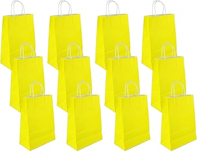 Set of 12 r-motor paper gift bags, ecological bags with large handles for retail purchases and 35x25x12cm, yellow, psb2923ye holidays.. DIAYTAR NIGERIA: Where every shopping need is met with affordable prices and timely delivery.