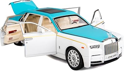 Rolls-Royce Phantom 1/24 in zinc alloy car model molded under toy pressure with sounds and light for children boys girls gift (blue white).. Shop from our extensive catalog at DIAYTAR NIGERIA and enjoy doorstep delivery in just 5-8 days.