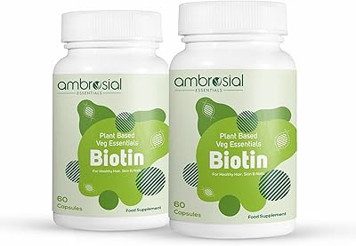 Ambrocial biotin tablets for hair, skin and nails, high resistance hair vitamins 2500 mcg per capsule, vegetarian hair tablets from itsbania, 120 vegetarian capsules.. From checkout to your doorstep in less than a week — DIAYTAR Nigeria.