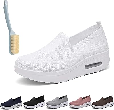 Orthopedic sneakers for women, walking shoes to put on, shoes for diabetics with air cushion (6, white).. With DIAYTAR Nigeria, your wishlist becomes reality, fast.
