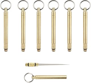 Set of 6 portable toothpicks in titanium, integrated toothpick with keychain, telescopic dentates, metal fruit fork, waterproof water cure for outdoor campsite, gold.. Transform your shopping experience with DIAYTAR NIGERIA's vast product selection delivered at unbeatable prices.