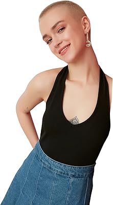Trendyol black ribbed knitted blouse for women.. Shop from anywhere in Nigeria and receive your DIAYTAR purchases at affordable prices within a week.