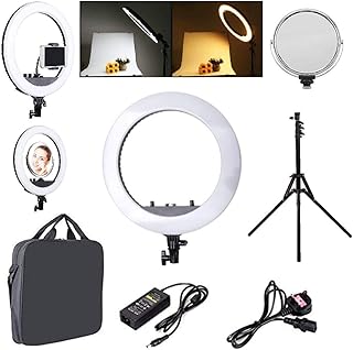 Annular lighting kit flexible LED Mulugeta 18 inch 55W with variable intensity 3200-6000k with tripod, mobile support, transport bag and Mulugeta mirror.. Experience retail therapy without the financial stress at DIAYTAR NIGERIA's budget-friendly marketplace.