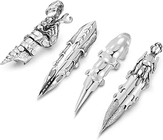 Jovivi jewelry for silver men armor Knuckle full finger Double loop Punk activity Rock Rock Gothic Cool, 1-4pcs.. Experience the DIAYTAR difference with our vast product selection and delivery within 5-8 days.