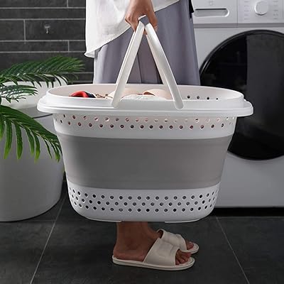 Foldable Linen Basket Homarket, foldable plastic laundry basket, portable sink with handle, slightly bulky storage container - gray.. Shop across categories at DIAYTAR NIGERIA and enjoy budget-friendly nationwide shipping in 5-8 days.