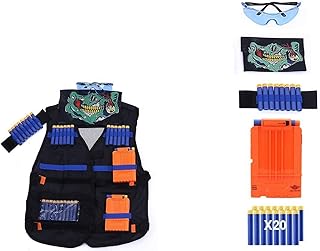 Tactical vest Nerf N-Strike Elite for children, 1 vest with strap, fast charging clip, glasses, 20 balls and facial mask.. DIAYTAR NIGERIA: Where value meets variety with reliable nationwide delivery in under 8 days.