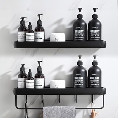 Simi bathroom shelves with towel carrier, wall storage shelf, shower shelf without drilling, anti-rusts for bathroom and kitchen wall storage (2 layers).. Shop electronics, clothes, and everything in between on DIAYTAR Nigeria.