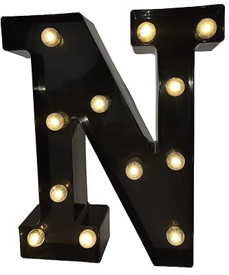 Letters of the black LED alphabet with diamond lamp with wedding for weddings, birthdays, Christmas, house decoration, evening (letter n) black.. Big selection, small prices — shop now on DIAYTAR Nigeria.