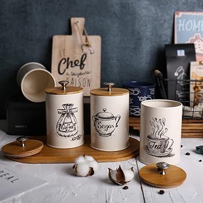 3 cans of tea can, coffee, retro white kitchen sugar for food storage.. DIAYTAR NIGERIA: Connecting Nigerians with their needs through our affordable and diverse marketplace.
