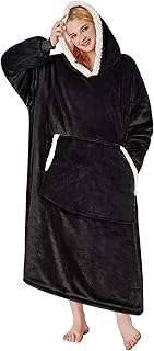 Yescool oversized hooded coverage in Sherpa flannel for adults, women and men, large comfortable hooded coverage with hood, pocket and sleeves, one size (black), black, l.. No stress, just speed — DIAYTAR Nigeria ships in days.