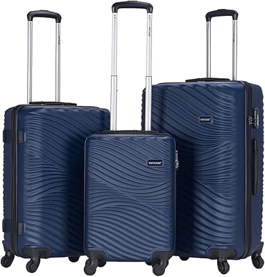Set of 3 rigid side luggage in ABS 20/24/28 inch, best roller bag to travel with 4 swivel wheels (dark blue).. DIAYTAR NIGERIA transforms online retail with unbeatable prices and consistent delivery timeframes.