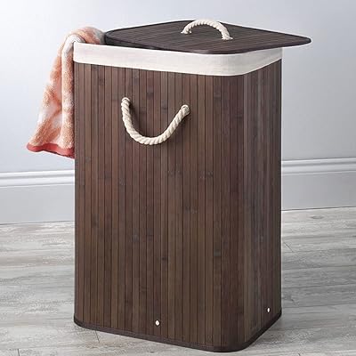 Large laundry basket with cotton rope linen handles, woven rattan storage basket to organize dirty, rectangular and round clothes (brown).. Shop smart, shop DIAYTAR - Nigeria's most affordable e-commerce platform with nationwide delivery.
