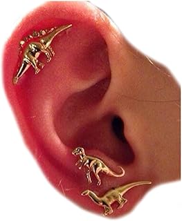 Dinosaur ears Yheakne earrings with golden dinosaur rod cute earrings in the shape of little animal creative jewelry for women and girls 3 pairs, metal.. Your trusted shopping companion, DIAYTAR NIGERIA delivers affordable solutions in just 5-8 days.