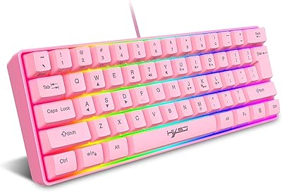 HXSJ V700 wired game keyboard, RVB streamer, 61 keys for games/office, black (pink).. DIAYTAR NIGERIA brings quality products to every corner of Nigeria at prices everyone can afford.