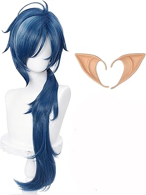 Cosplay wig Uniquebe Kaeya for role -playing, Women and Girls, Long Bleue Werk with Frokes with bangs + Elf ears wig for costume celebration of Halloween (Kaeya).. Be part of Nigeria’s most trusted online shopping experience — DIAYTAR Nigeria.