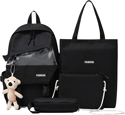 Set of 4 backpacks with pendant teddy bear for adolescent students - school bag in canvas sets of back to school.. Discover a world of choices with DIAYTAR NIGERIA's extensive marketplace and prompt shipping service.