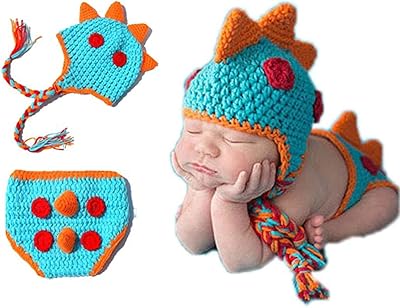 Castoyve Photography clothing for newborn, crochet clothing, fancy accessories for babies boys girls, baby photo sessions (dinosaur), blue, 12.. Fast delivery is our promise — DIAYTAR Nigeria keeps it real.
