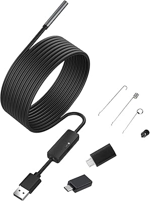 USB endoscope for Android phones OTG and PC Inspection camera 5.5 mm waterproof endoscope with micro USB, type C, 16.4-foot semi-rigid cord with 6 LED lights, compatible with Windows and MacBook computer.. Big selection, small prices — shop now on DIAYTAR Nigeria.