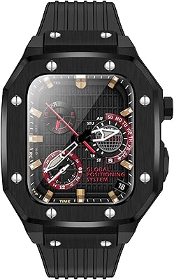 Luxury Case Compatible with Apple Watch Series 7 45 mm, Robust Men's Protection case with Soft Silicone Sport Bracelet, Metal bumper resistant to Falls with Apple Watch 44 mm 6/5/4 IWATCH Series.. Discover the convenience of DIAYTAR NIGERIA's vast e-commerce platform with delivery in just 5-8 days.