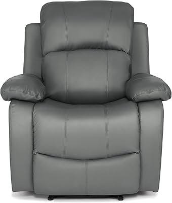 Luxury leather armchair reconstituted gray pravitch adapted to the suite, to the cinema, the gym, the house and the footrest (96 x 93 x 97 cm).. Shop confidently with DIAYTAR NIGERIA, offering affordable prices and reliable delivery within a week.