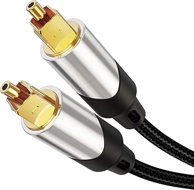 Digital Optical Cable Cable Cable Creation, 15-foot Toslink Male SPDIF cable with nylon woven fiber cord for home cinema, speaker, TV, PS4, Xbox, VD/CD and more, black and silver.. Discover the perfect balance of price and convenience with DIAYTAR NIGERIA's nationwide e-commerce platform.