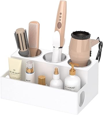 Newby organizer of hair tools, white acrylic hair dryer support, counter hair dryer, storage support for accessories, makeup and toilet items.. DIAYTAR NIGERIA connects you with thousands of products at competitive prices, delivered within a week.