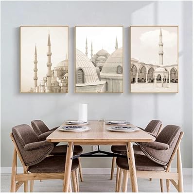 Blamak Beij Allah Koran Islamic Mural Art Arabic Building Islamic Painting Islamic Ramadan-Aptly Printed Salon Decor at home 50 x 70 cm x 3 rooms without frame.. DIAYTAR Nigeria: Where affordability meets speed and quality.