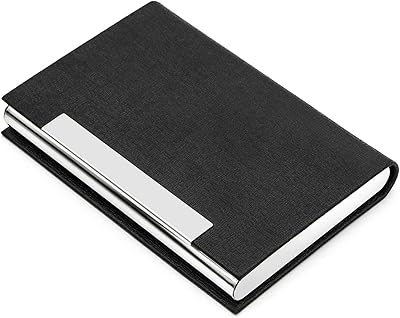 Visit card holder, Professional visit card holder in PU leather in stainless steel, slim metal visiting carrier (black).. DIAYTAR NIGERIA brings a world of products to your fingertips with affordable prices and quick delivery.