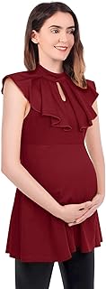 Women with ruffles peplum high maternity fake ruffle naked pregnancy shirt lock hole in front of relaxed folded blouse high clothes high clothes.. DIAYTAR NIGERIA combines extensive product options with budget-friendly prices, delivered in 5-8 days.