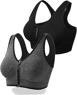 Two-room sports bra with front zipper on the front, post-operative yoga bra, padded backworm for women for women.. Experience the DIAYTAR difference with our vast product selection and delivery within 5-8 days.