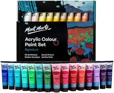 Set of Mont Marte acrylic paint, 24 colors 36 ml, perfect for canvas, wood, fabric, leather, cardboard, paper, MDF and crafts, 1 pack.. DIAYTAR Nigeria: Your one-stop online shop with unbeatable prices and nationwide delivery in under 8 days.