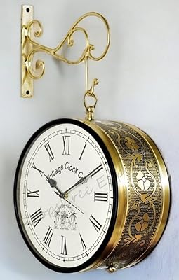 Classic manual double side clock / 6 inch size / Brass finish / VC-65090.. Your home for smart shopping — DIAYTAR Nigeria delivers fast and cheap.