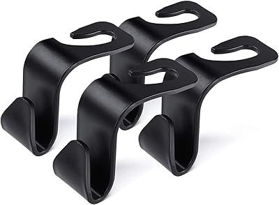 Showway Set of 4 hooks for car seat support, backrest organizer, storage hook, handbag support, suitable for all cars, women's bags, clothes, coats, grocery bags, batch of 4 (black).. DIAYTAR NIGERIA: Where shopping is easy, prices are low, and delivery is just days away.