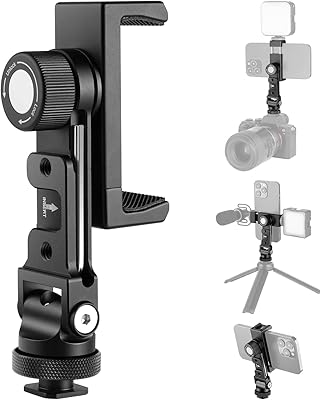 Metal mobile phone tripod adapter with 4 mounting holes and 3 1/4 "screw holes, 360 -degree horizontal rotary, tilting mobile phone support for 180 degrees compatible with iPhone and Samsung for video streaming.. Nigeria's favorite online shopping platform, DIAYTAR offers unbeatable prices and delivery within a week.
