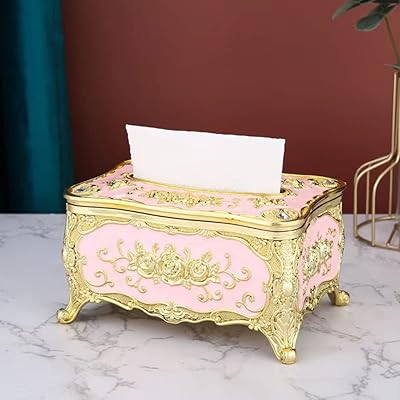 TPSITNS Luxury European style handkerchief support, handkerchief box cover suitable for bedroom, office, bathroom, house, restaurant (gold and pink).. Experience the ease of modern shopping with DIAYTAR NIGERIA's diverse marketplace delivered promptly.