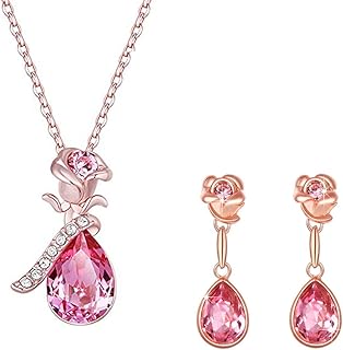 Set of jewelry jewelry in yellow brass and Swarovski for women (pink) (ycswps-088rse-pk), copper), copper.. Shop from our extensive catalog at DIAYTAR NIGERIA and enjoy doorstep delivery in just 5-8 days.