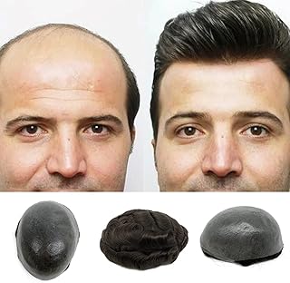 Hywel Toupet for men with 100 % virgin human hair, replacement of soft skin pieces from 0.04 to 0.06 mm for men, V -loop -loop hair system, basic 8 x 10 inch, Toupet for natural wavy men, broken black # 1b.. Fast delivery, fair prices, and full variety — only on DIAYTAR Nigeria.